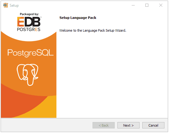 The Language Pack Welcome Window