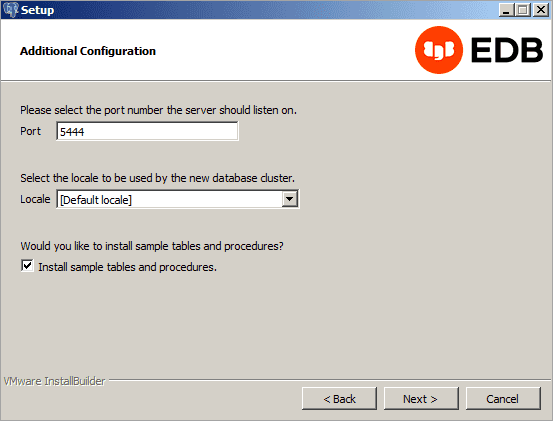 The Additional Configuration window